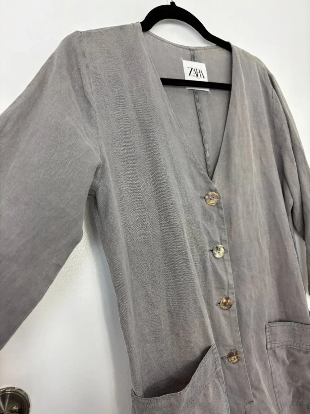 Zara Gray 100% Linen Bolier Jumpsuit The Lillian Size Medium